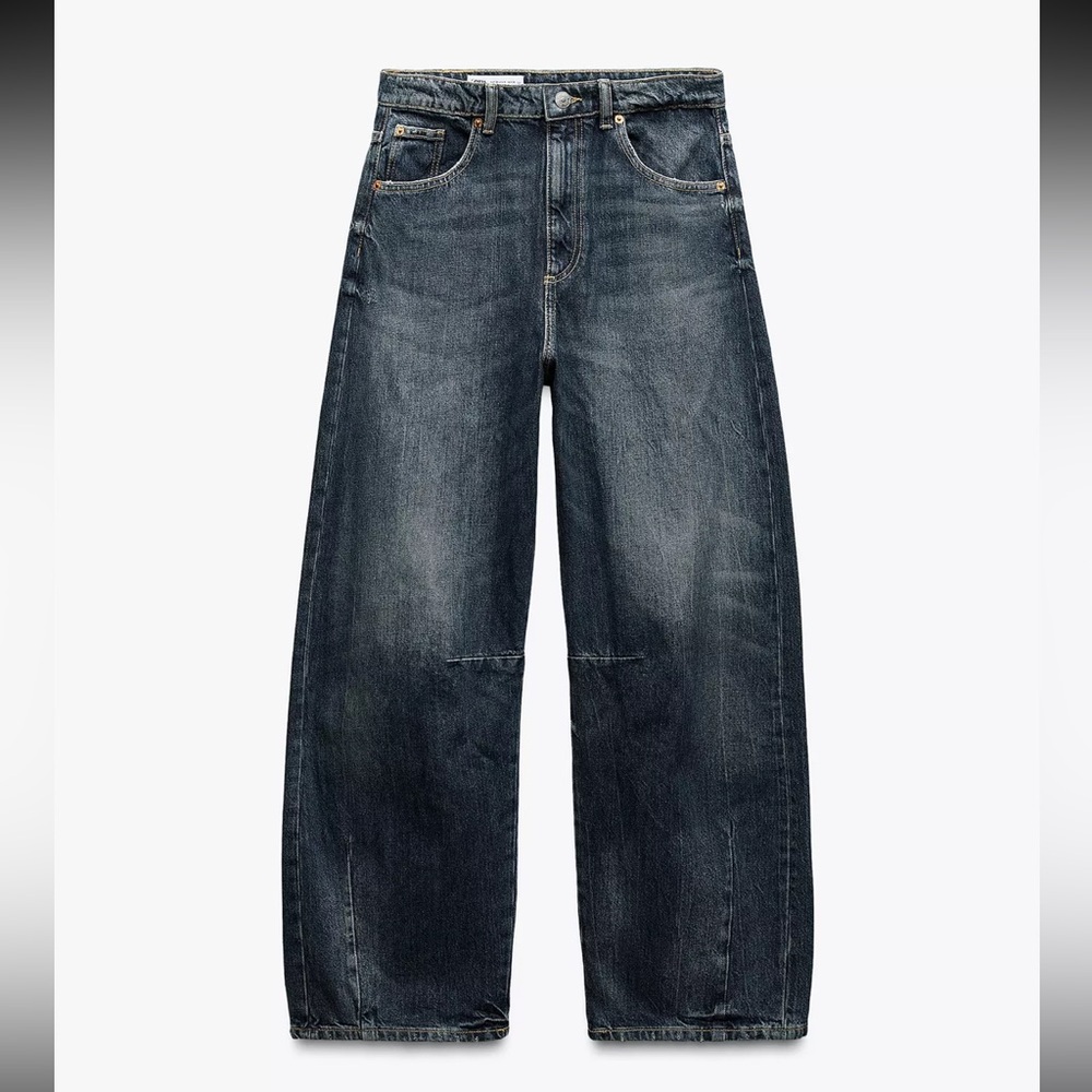 Zara TRF MID WAIST BAGGY BALLOON JEANS size 6